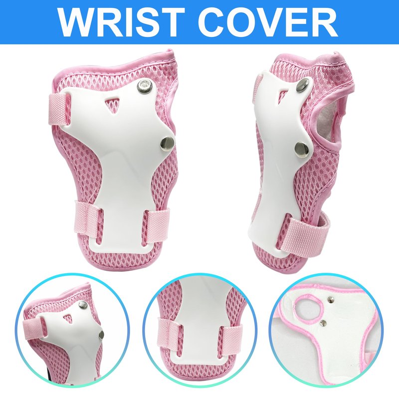ENHERWE Kids Knee Pads Elbow Pads Wrist Guards Set for 3-8 Years,Child Protective Gear Set for Outdoor Sports,Cycling,Roller Skates,Inline Skating,Skateboard,Scooter,BMX Bike,Girls Pink
