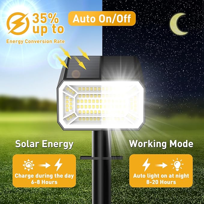 Solar Spot Lights Outdoor Waterproof IP65, [12 Pack/100 LED/4 Modes] 2-in-1 Solar Landscape Spotlights, Auto On/Off Solar Powered Flood Lights for Outside Yard Garden Pathway(Cool White)
