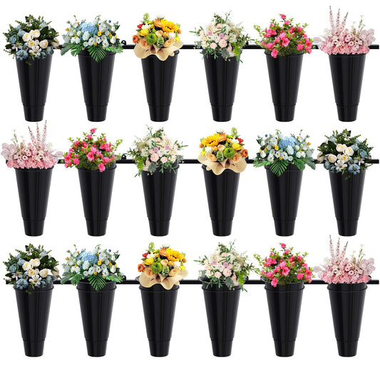 Maxdot Flower Display Stand Wall Mounted, 3 Layers Plant Stand with 18 Buckets, Heavy Duty Flower Pot Holder Ring Round Bouquet Shelf Hanging Container for Home Florist Shop Garden, 71.5'' x 14.1''