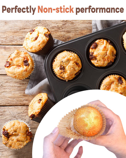 Bake Choice Non-stick 200pcs Standard Cupcake Liners for Baking, Natural, Food-grade Cupcake Wrapper, Greaseproof Parchment Muffin Liners