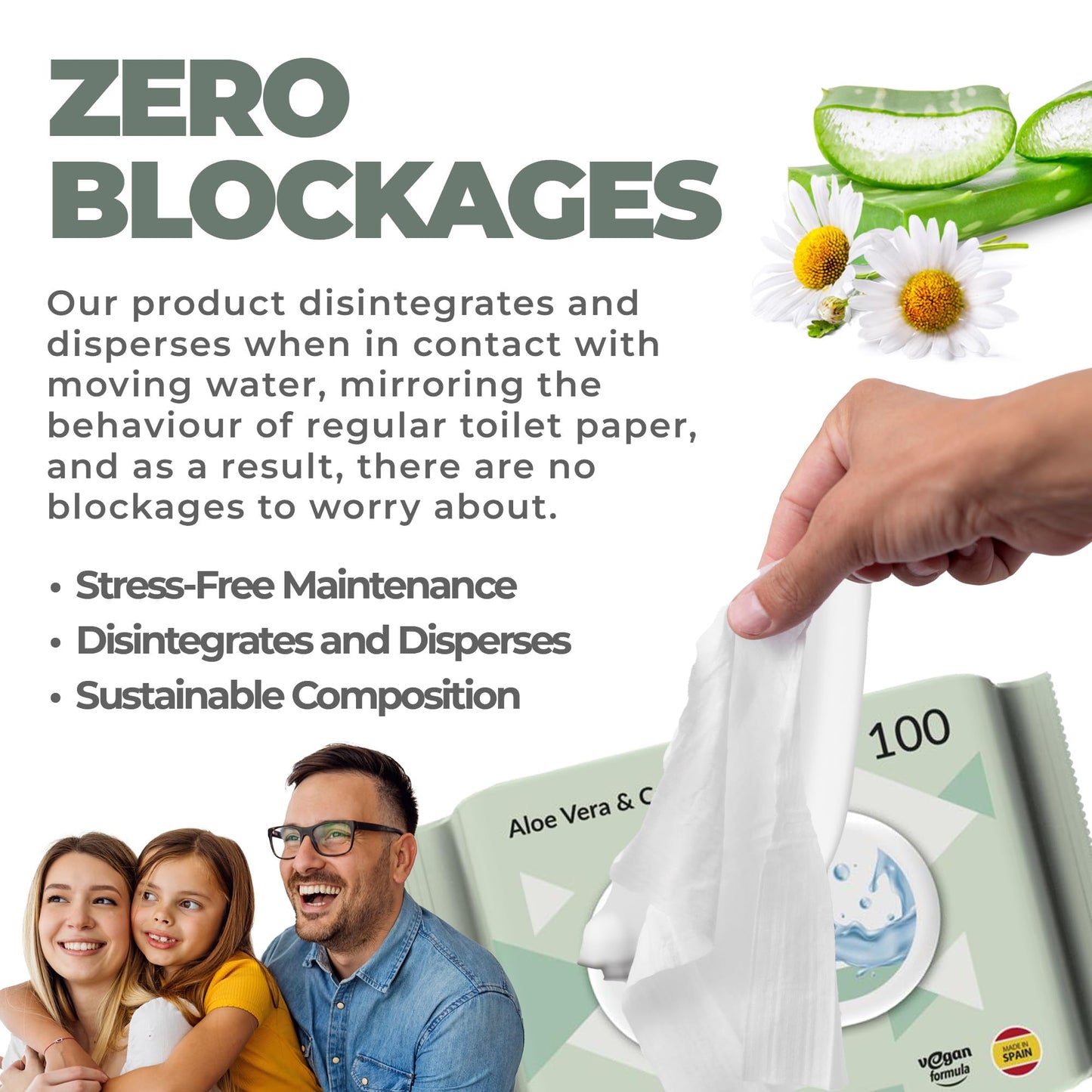 Derela WC Flushable Toilet Paper Wet Wipes - Dermatologically Tested / PH Neutral for The Skin (400 Wipes / 4 Packs)