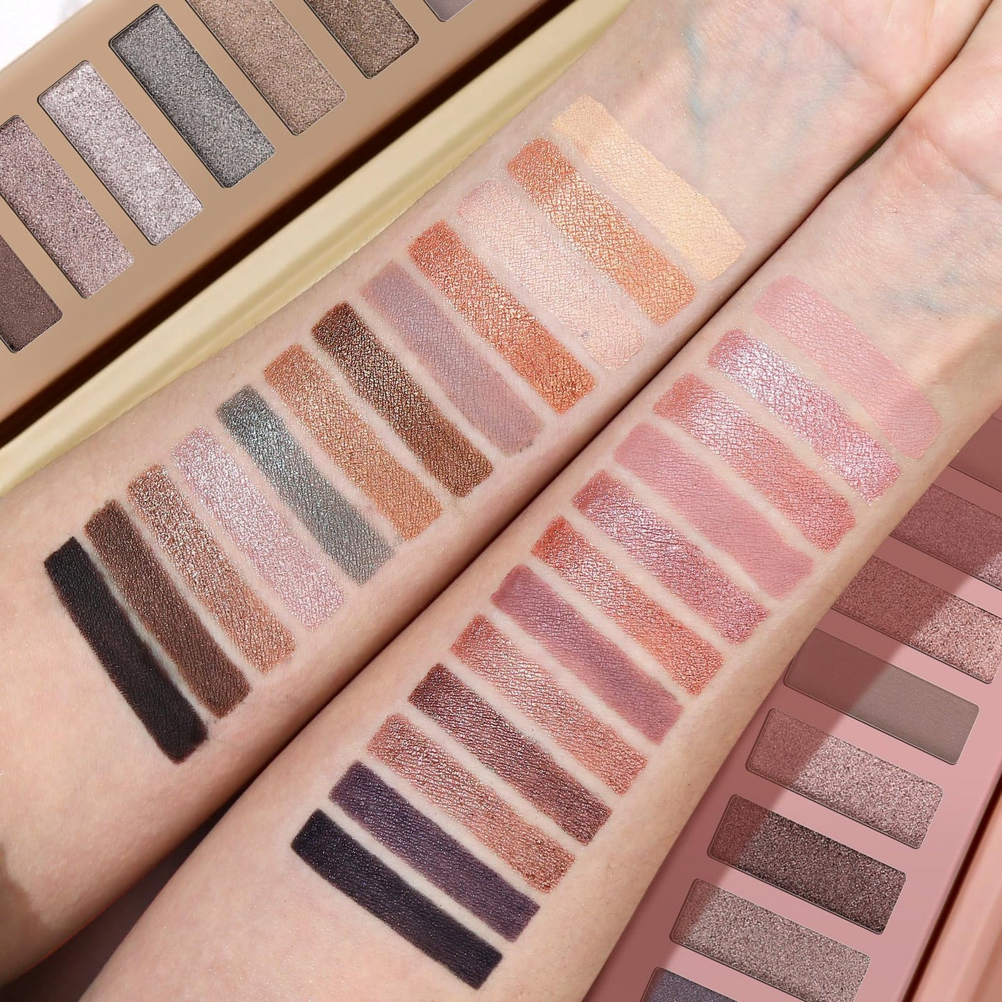 UCANBE 2 PCS Eyeshadow Makeup Palette Kit, 12 Color Nude Eye Shadow Set, Neutral Matte Shimmer Make Up Pallet With Double-Ended Brush, Highly Pigmented Long Lasting Waterproof