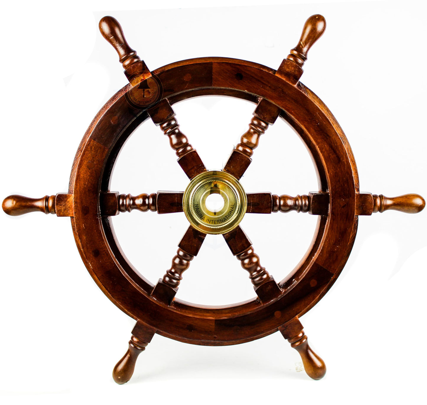 Nagina International Premium Nautical Handcrafted Wooden Ship Wheel | Pirate's Wall Home Decor & Gifts (16 Inches, Dark Rosewood)
