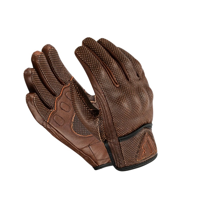 ValuxeStyle Men's Perfect Motorcycle Perforated Black Leather Gloves-Knuckle Protection-Comfortable Leather Gloves for Men (Brown, Large)
