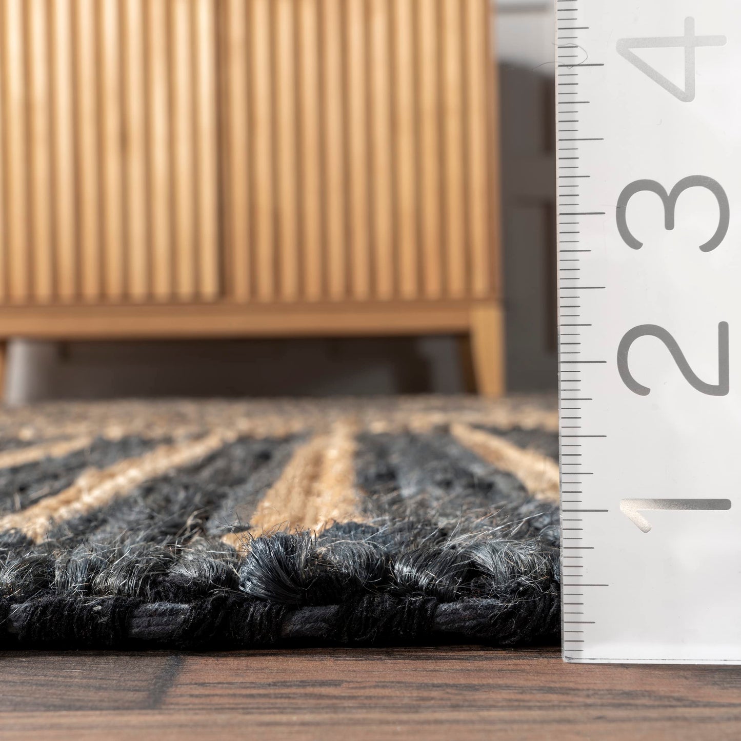 Rugs USA Liess Black/Natural, 9'6" x 13'6", Handmade, Geometric, Jute & Cotton, Soft and Textured, High Traffic, Stain Resistant, Easy Clean, Durable Area Rug for Bedroom, Living Room, Dining, Foyer