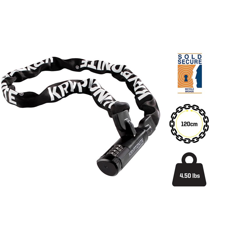 Kryptonite Keeper 712 Combo Bike Chain Lock, 4-Foot 7mm Steel Heavy Duty Anti-Theft Resettable Combination Chain for Bicycles, E-Bikes & Scooters, Sold Secure Bronze