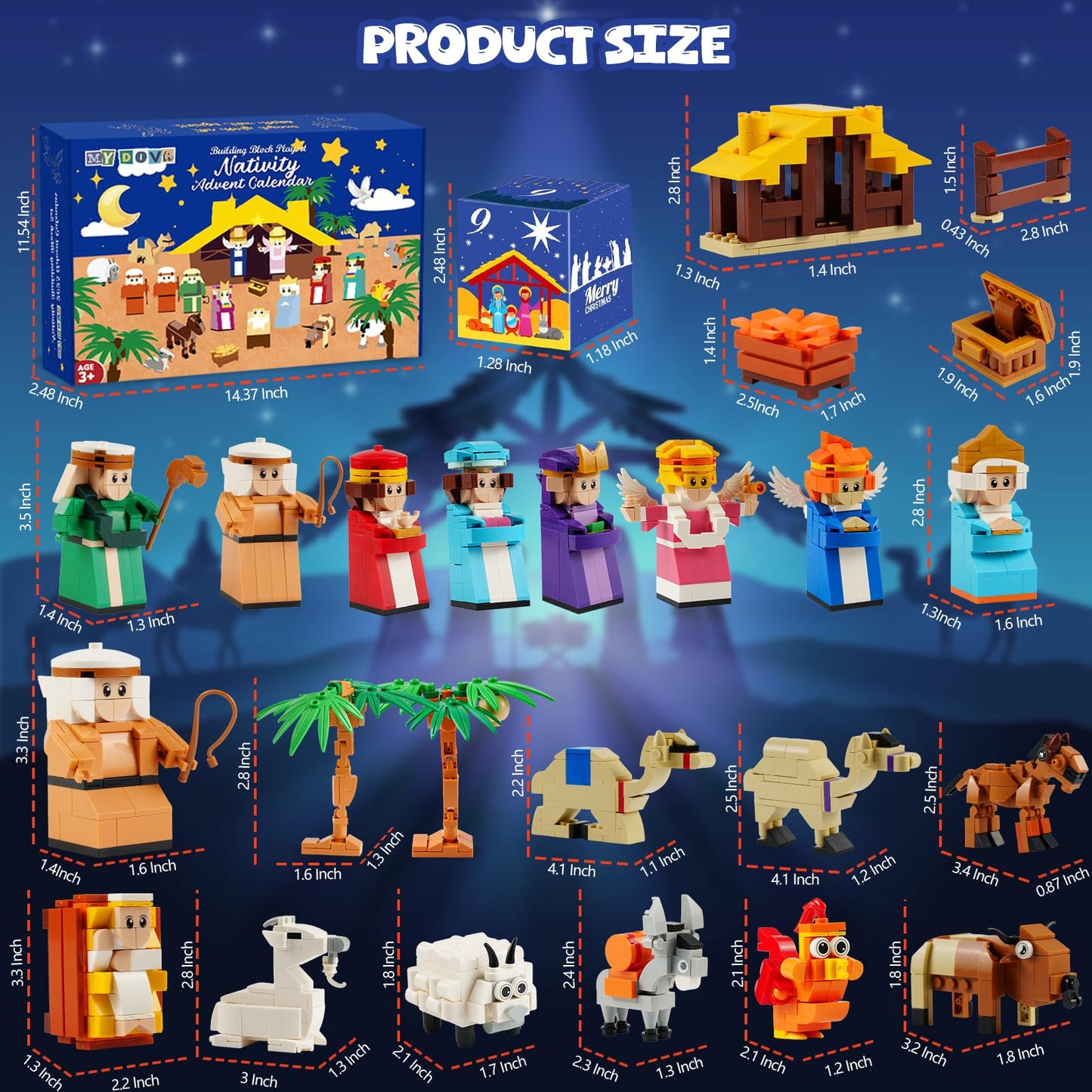Nativity Advent Calendar 2025 Kids- 24 Days Christmas Giftcountdown Calendar Set 1500 PCS Building Blocks Kits, Stocking Stuffer Building Toys for Boys & Girls, Teens & Adults with Individual Packaging