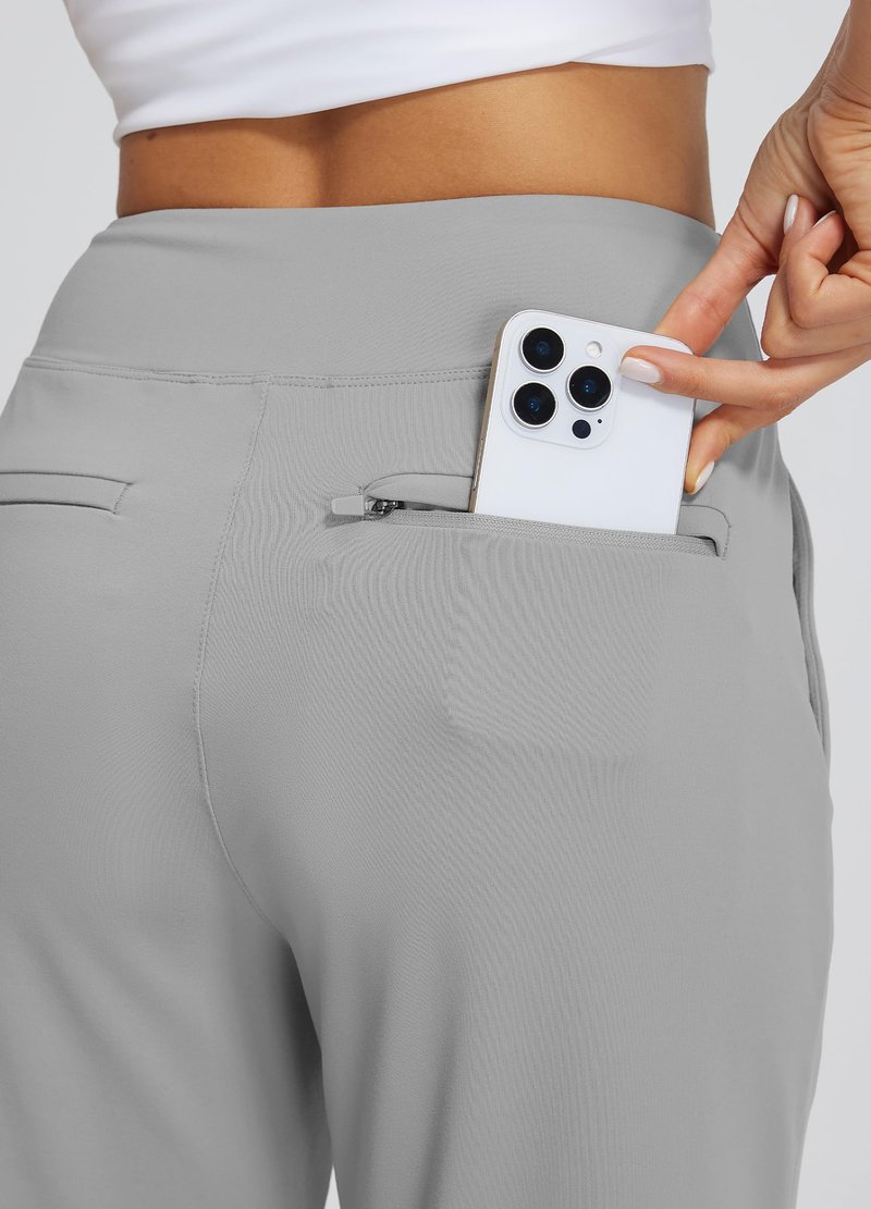 Libin Women's Pants with 4 Pockets Golf Pants 25''High Waisted Stretchy Ankle Pant for Travel Casual Athletic Busniess Work Grey M