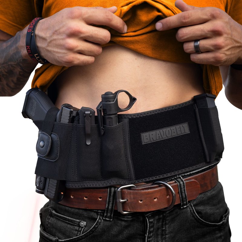 BravoBelt Laser Fit Edition - Belly Band Holster for Lasers, Olight, Streamlight TLR Systems - for Men & Women (XL - 45" - 55" Belly)