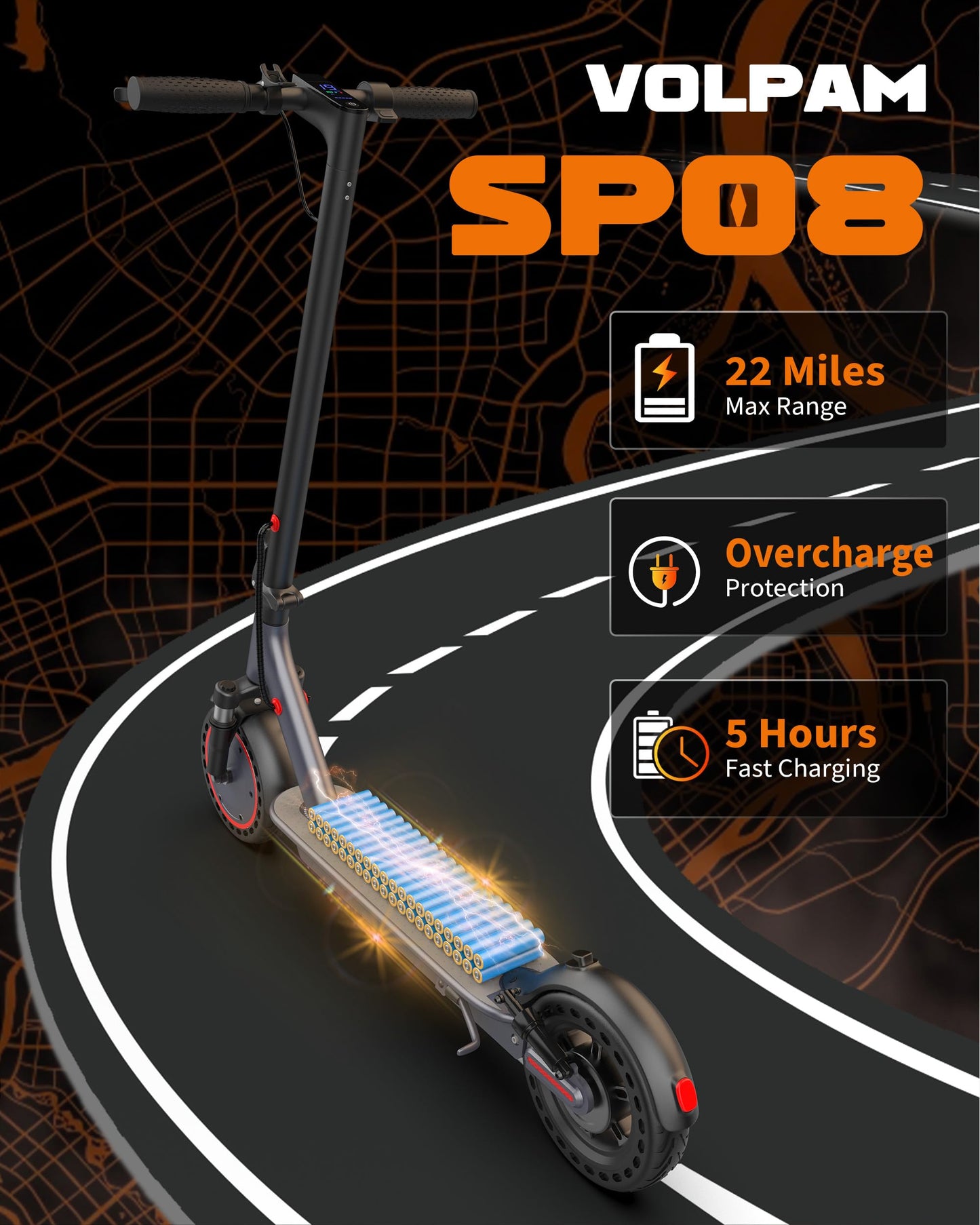 Electric Scooter for Adults, 500W Motor with Dual Suspensions, 22 MPH Top Speed & 22 Miles Long Range, 10" Solid Tire, Folding E-Scooter with Dual Braking, APP Control, Cruise Control