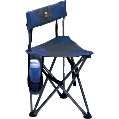 GCI OUTDOOR Quik-E-Seat | Portable, Folding Tripod Chair with Drink Holder and Padded Lumbar Support, Perfect for Sitting Anywhere — Midnight