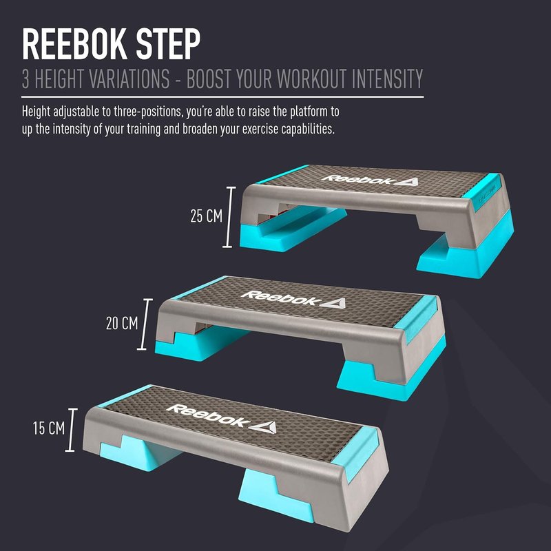 Reebok Adjustable Aerobic Step Platform - Multipurpose Fitness for HIIT & Strength Training | Ideal for Home Workouts