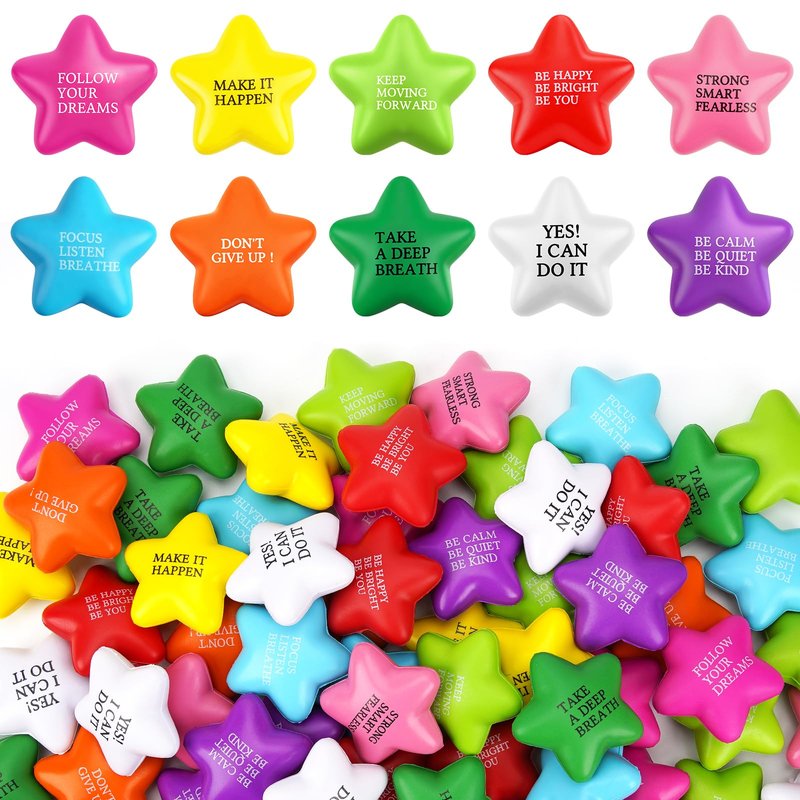 100 Pcs Stress Balls for Adults Motivational Stress Balls Bulk Colorful Foam Stress Relief Balls Hand Exercise Fidget Relief Anxiety Toys for Office Relief Employee Appreciation Gifts Party Favors