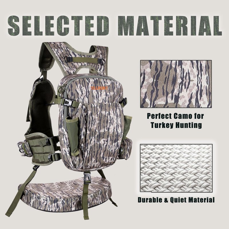 NatureBlend Turkey Vest with Seat Cushion, Adjustable Turkey Hunting Vest with Game Pouch, Hunting Clothes Vest for Men & Women, Turkey Hunting Accessories, Turkey Vest for Hunting