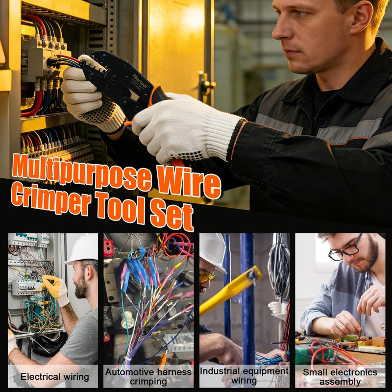 Pliertool Crimping Tool for Heat Shrink Connectors-AWG 26-10, Ratcheting Wire Terminal Crimper Crimping Pliers Available for Insulated Nylon Connectors and Wire Terminal