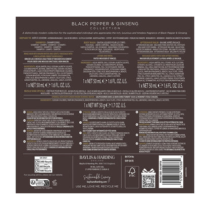 Baylis & Harding Black Pepper & Ginseng Men's The Essentials Tin Kit Gift Set (Pack of 1) - Vegan Friendly