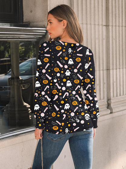 AUTOMET Long Sleeve Shirts Womens Halloween Fall Fashion 2025 Business Casual Tops Womens Trendy Dressy Blouses Cute Work Loose Fit Tee T Tshirts Ladies Tunic Clothes Outfit Clothing Legging Pumpkin