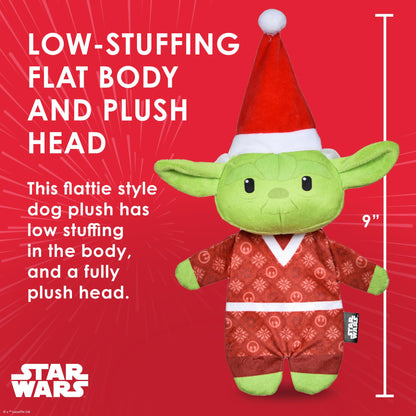 STAR WARS for Pets Holiday 9" YODA Elf with Flat Body Pet Toy, with Crinkle & Squeak | 9” Plush Squeaker Holiday YODA Pet Toy Toy for Dogs | Dog Stocking Stuffers