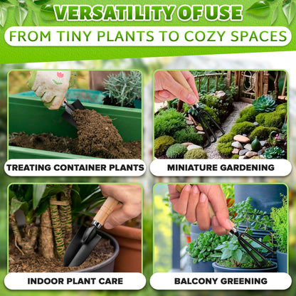 3 Pcs Small Garden Tools for Gardening – Planting Tools Set with Small Garden Shovel Hand, Ergonomic Hand Rake, Rustproof & Solid Wood Handle – Shovels for Digging & Indoor Plant Care