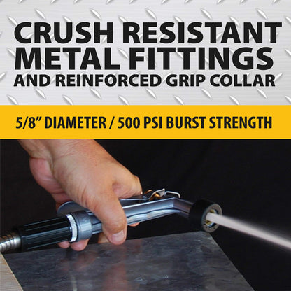 BIONIC STEEL 100 Ft Metal Garden Hose with Sprayer Nozzle, Non Kinking Designed Stainless Steel Heavy Duty Water Hose 100 Ft x 5/8 in. Flexible NON Expandable for Uninterrupted Water Flow, 500 PSI