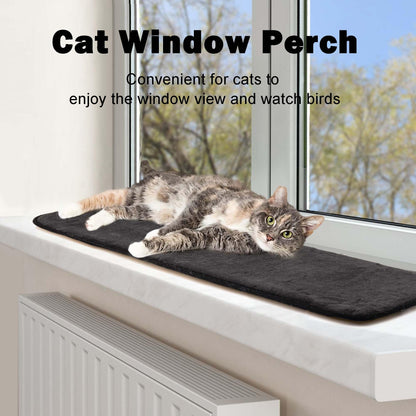 Pet Prime Cat Window Bed, Cat Window Hammock, Sill Non-Slip Lounger Cushion for Windowsill 90x28cm(Grey)