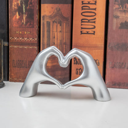 Small Heart Hands Sculpture Decor for Living Room Bedroom Bookshelf Coffe Table and Office Display, Love Finger Statue Modern Aesthetic Home Decor, Unique Gift for Wedding Christmas Birthday (Gold)