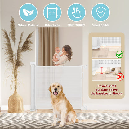 Looxii Retractable Stair Gate, Stair Safety Gate for Baby and Pet, Extends up to 71" Wide 33" Tall Dog Gate, Baby Gate for Stairs, Doorways, Hallways, Indoor and Outdoor 0-180 cm