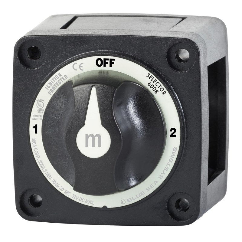 Blue Sea Systems 3‑Position Mini Battery Switch, Black, 6008200 m‑Series