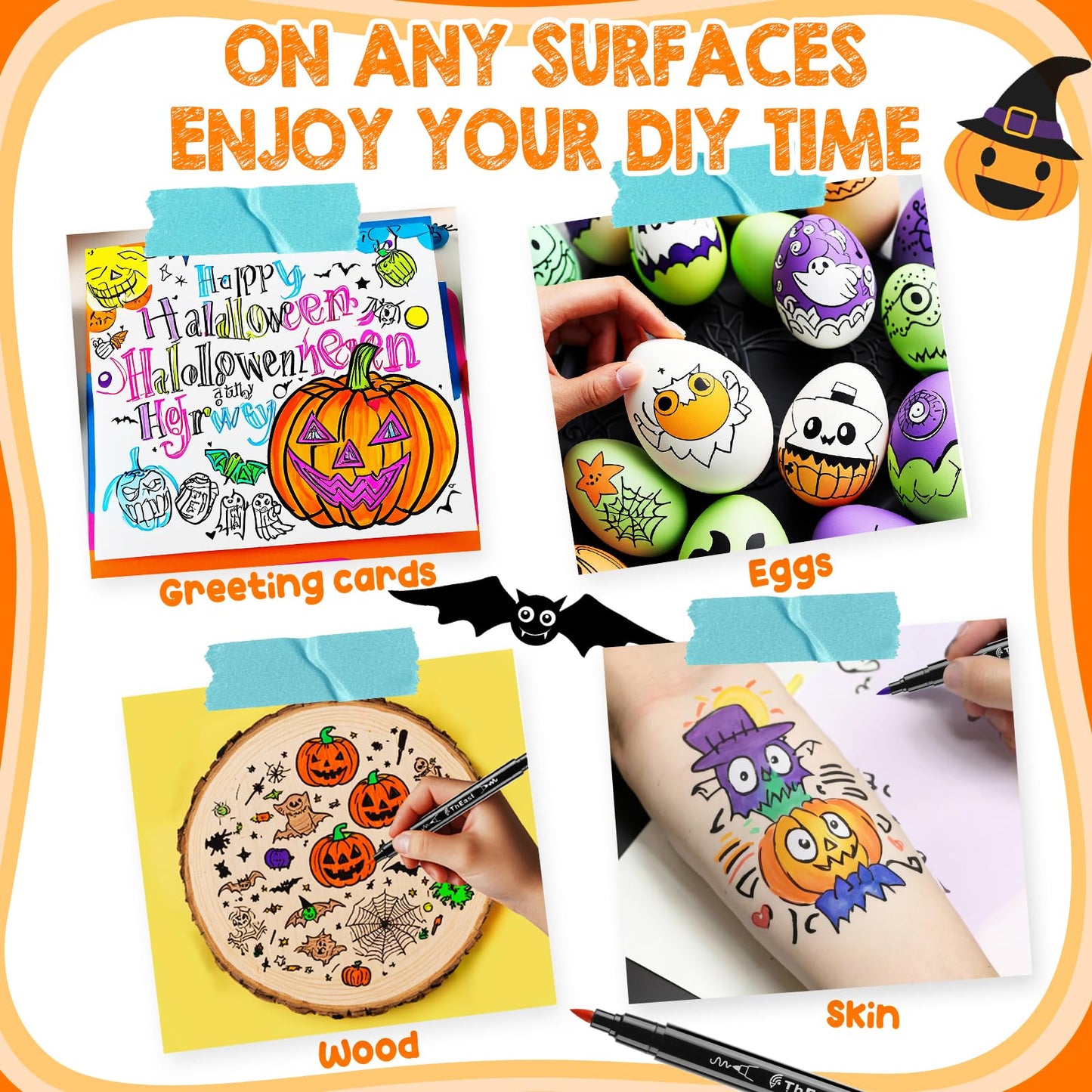 ThEast Halloween Face Painting Kit for Kids, 15 Colors Washable Face Paint Markers, Tattoo Markers Body Paint Pens, Halloween Facepaint Makeup, Teen Girl Gifts Trendy Stuff