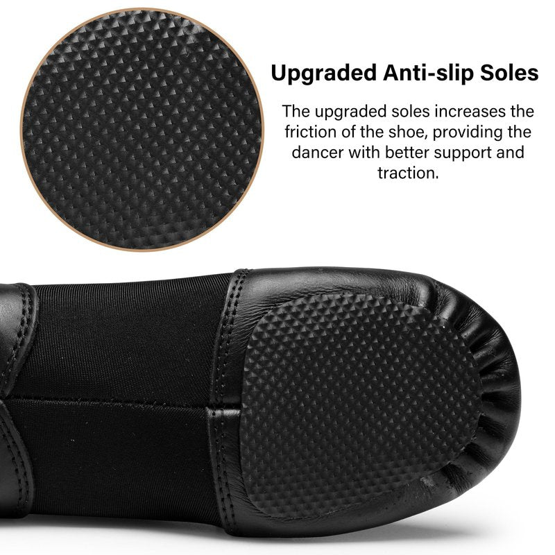 Stelle Jazz Shoes for Girls and Boys Slip-On Leather Dance Shoes (Toddler/Little Kid/Big Kid)(SJ05-Black,12ML