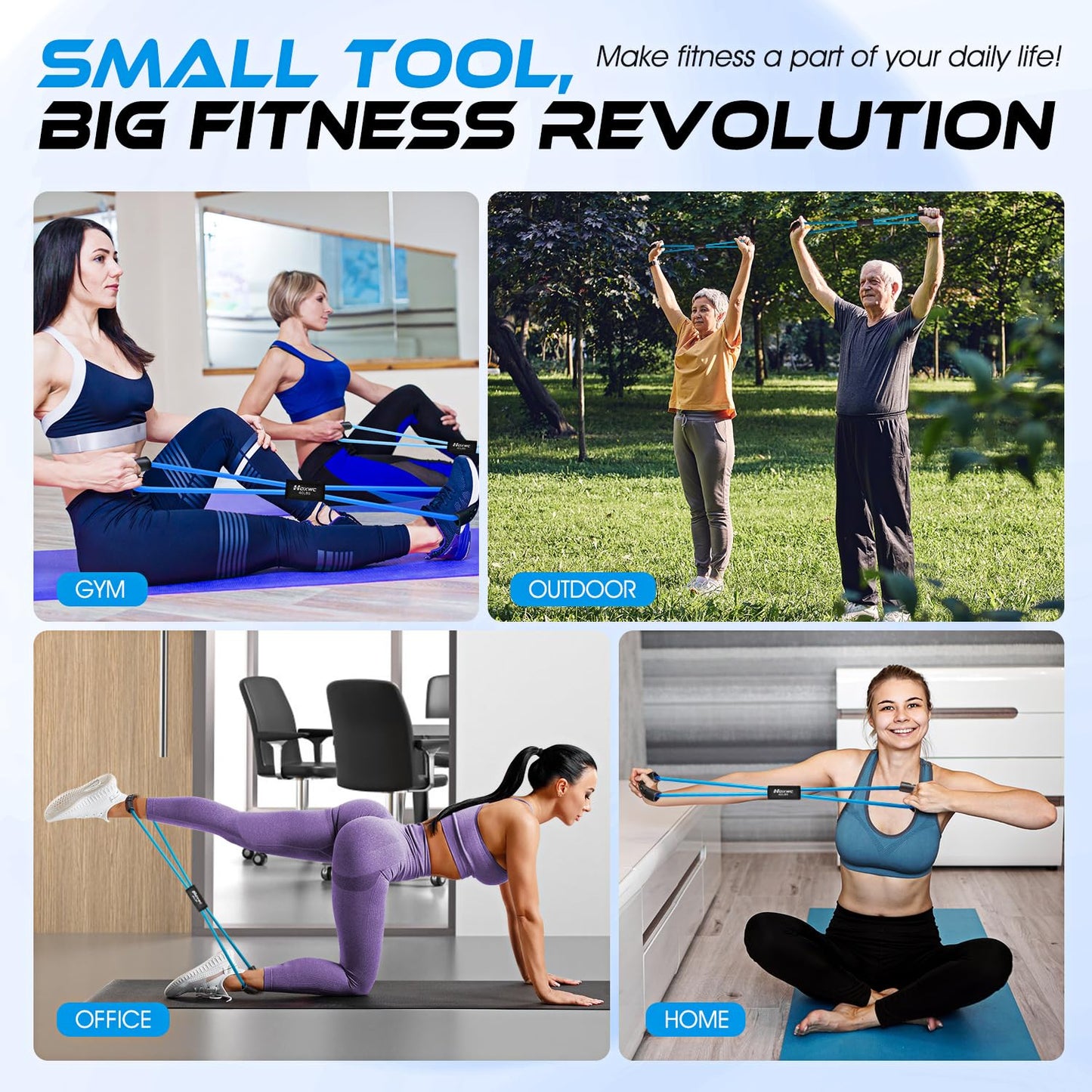 Resistance Bands, Figure 8 Resistance Band, Exercise Bands with Handles for Back, Workout Bands for Arms, Shoulder, Leg, Physical Therapy, Pilates, Home Gym Workout Equipment for Women Men
