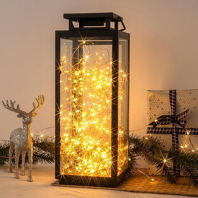 66Ft Warm White Plug in Fairy Lights 200 LED Waterproof Copper Wire String Lights Twinkle Lights with Remote for Christmas Tree Bedroom, Porch, Patio, Garden Wedding Party
