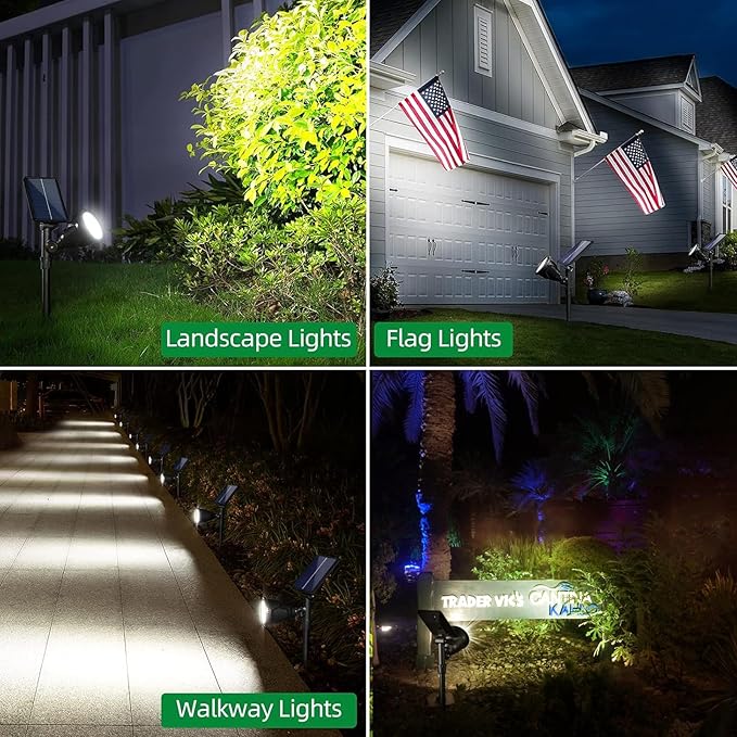 JSOT Solar Spot Lights Outdoor, 600LM Outdoor Spotlight Waterproof Landscape Lighting, Solar Garden Decor Lamp Wall Light for Yard Pathway Path Driveway Pool Backyard Decorative(Cool White 2 Pack)