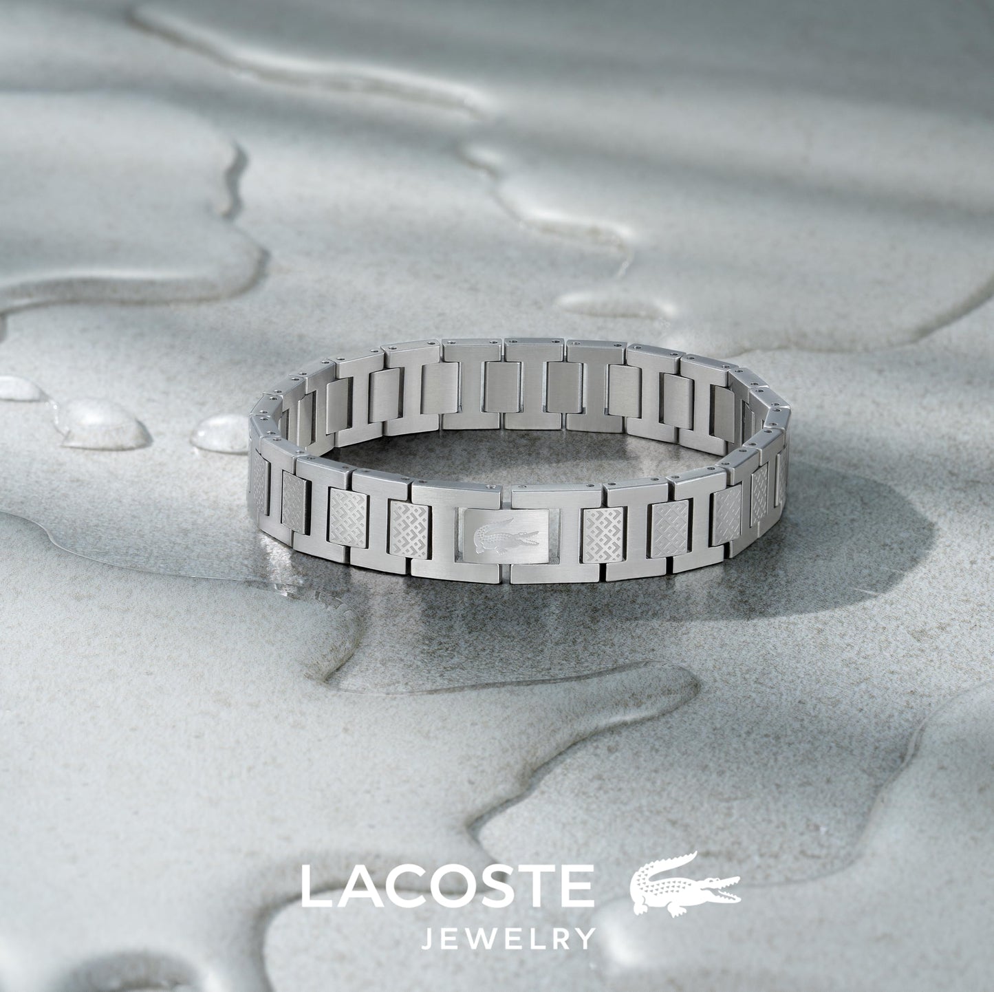 Lacoste Men's METROPOLE Collection Link Bracelet Embellished with petit piqué pattern
