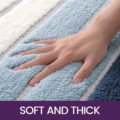 DEXI Bath Mat 40 x 60 cm, Extra Soft Absorbent Microfiber, Non-Slip Washable Rugs for Shower Floor, Bathmat Bathroom Accessories Decor, Blue