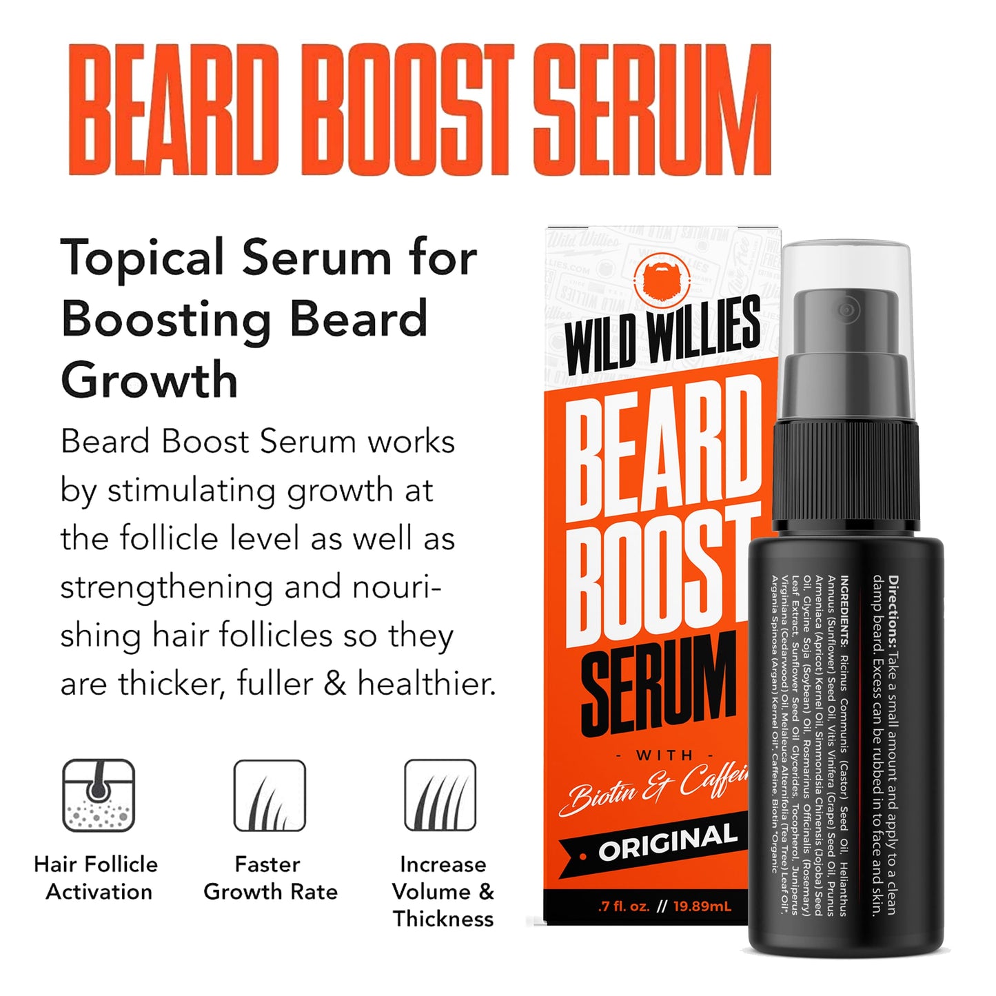 Wild Willies Beard Straightener for Men - 3 Temperature Settings, Tourmaline Ceramic Heated Beard Brush & Hot Comb - Portable, Ionic Technology, Coarse & Curly Hair, 400F - Grooming Tool