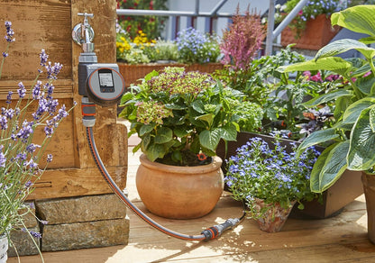 GARDENA Flex irrigation controller for quick automatic irrigation for the terrace and balcony, easy to use, Water Now function, Color Black/Grey/Orange 1890-20