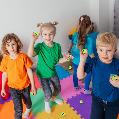 ArtCreativity Glow in The Dark Smile Face Bouncy Balls - Bulk Pack of 36, 1 Inch High Bounce Balls for Kids, Christmas Party Favors, Goodie Bag Stuffers for Boys and Girls