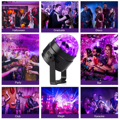 Litake UV Black Lights for Glow Party, 6W LED Disco Ball Strobe Lights for Dark Party Supplies, Sound Activated with Remote Control, Dj Light for Halloween Xmas Birthday Party Home Decorations, 1 Pack