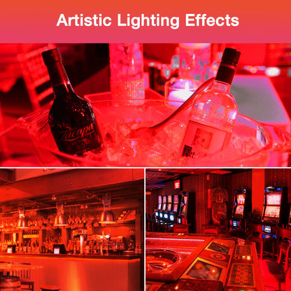 EvaStary Red LED Light Bulb 60W Equivalent, A19 E26 Base, 9W for Halloween, Christmas Decoration, Party, Bars, Porch Lights, Holiday Mood Lighting, Pack of 2