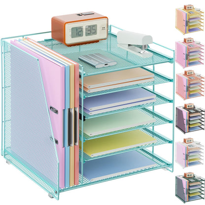 gianotter Desk Organizers and Accessories, 6-Tier Paper Organizer with File Holder, Document Organizer, Office Decor, Home Office Essentials (Blue)