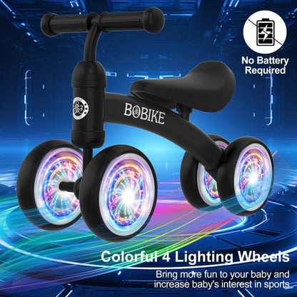 Baby Balance Bike Toys for 12-36 Months Kids Toy Boy and Girls Gifts Toddler Best First Birthday Gift Children Walker No Pedal Infant 4 Wheels Bicycle (Colorful, Black-Light)
