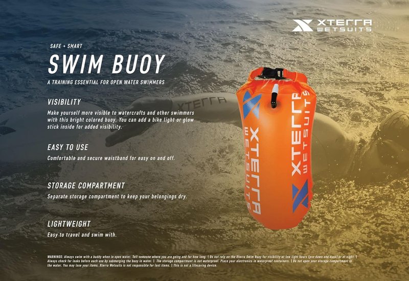 Xterra Wetsuits Swim Buoy Float - Safety Dry Bag for Open Water Swimmers | 15L Orange PVC