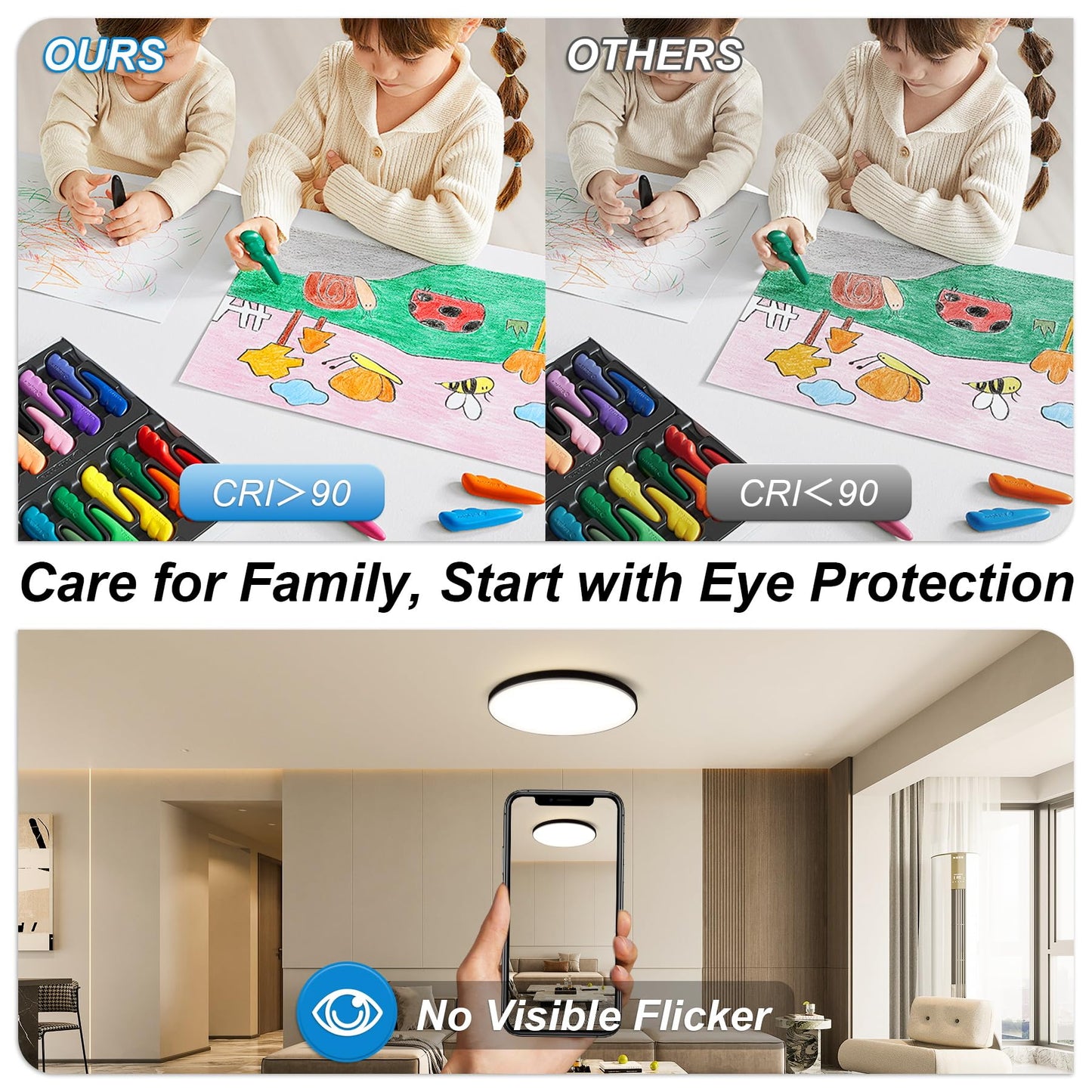 CANMEIJIA LED Ceiling Light IP44, 12 Inch 24W Smart Ceiling Lights RGB Dimmable with Remote Control Bathroom Lights 3000-6500K 2520LM for Living Room Bedroom Kitchen Hallway Round,Black