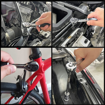 LUOWAN 46 Piece 1/4 Inch Drive Socket Set&Tool Sets,Ratchet Wrench Set with 4-14mm Cr-V Sockets,Screwdriver Bits,Extension Bars for Household Car Bike Repair