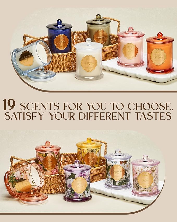 M&SENSE Jasmine Scented Candles, Organic Soy Candle 12.7oz 75 Hour Long Lasting Slow Burning, Highly Scented Good Smelling Aromatherapy Candle, Aaesthetic Candle Gift for Women