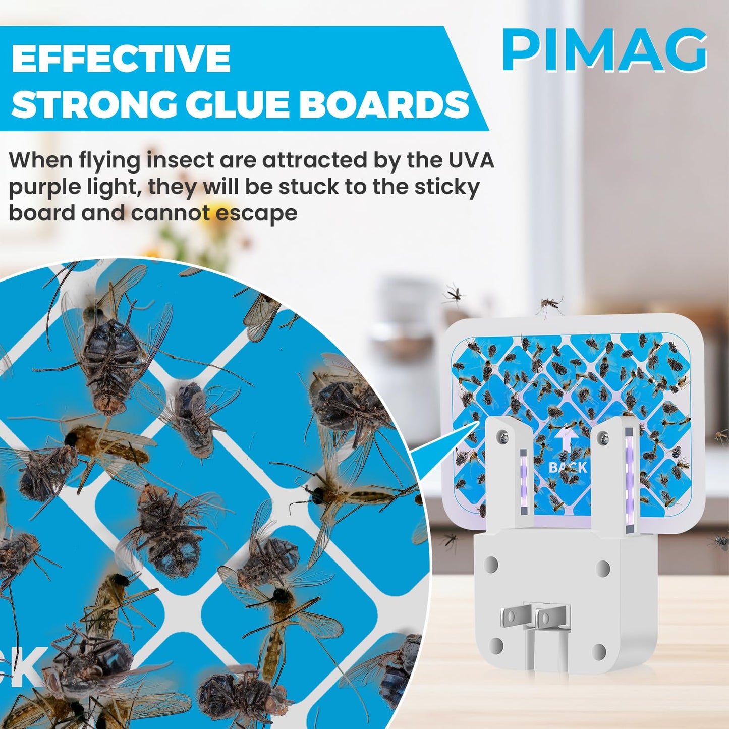 Fruit Fly Traps for Indoors, (4 Device + 12 Refills), Flying Insect Trap for Gnats, Flies, Moths, Gnat Killer Plug-in Light Bug Zapper Indoor, Gnat Traps for House Indoor