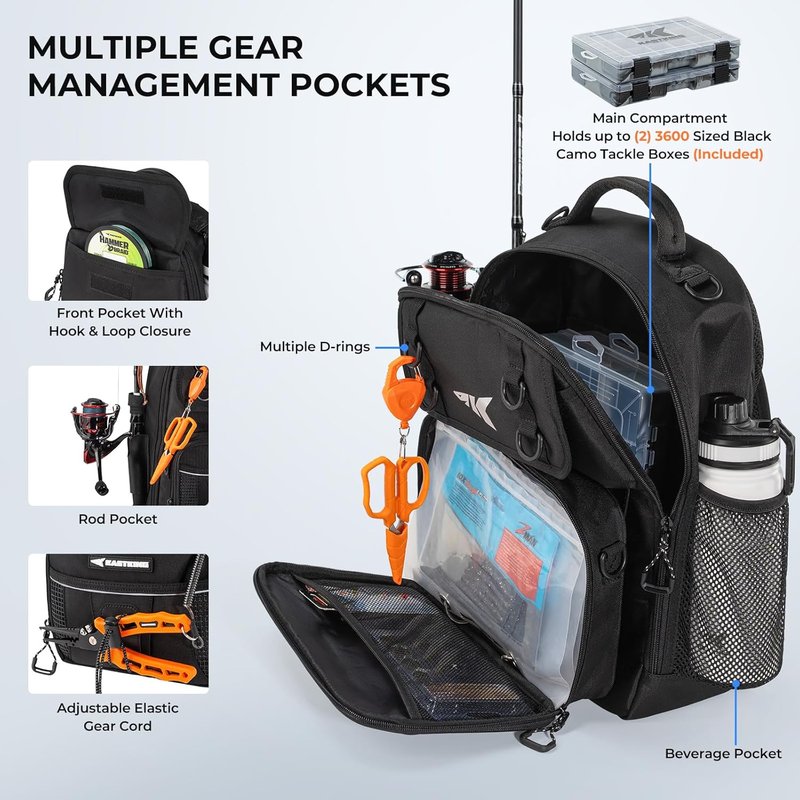 KastKing Fishing Sling Bag - Versatile Backpack with Rod & Beverage Holder | Ideal Tackle Bag for Outdoor Adventures