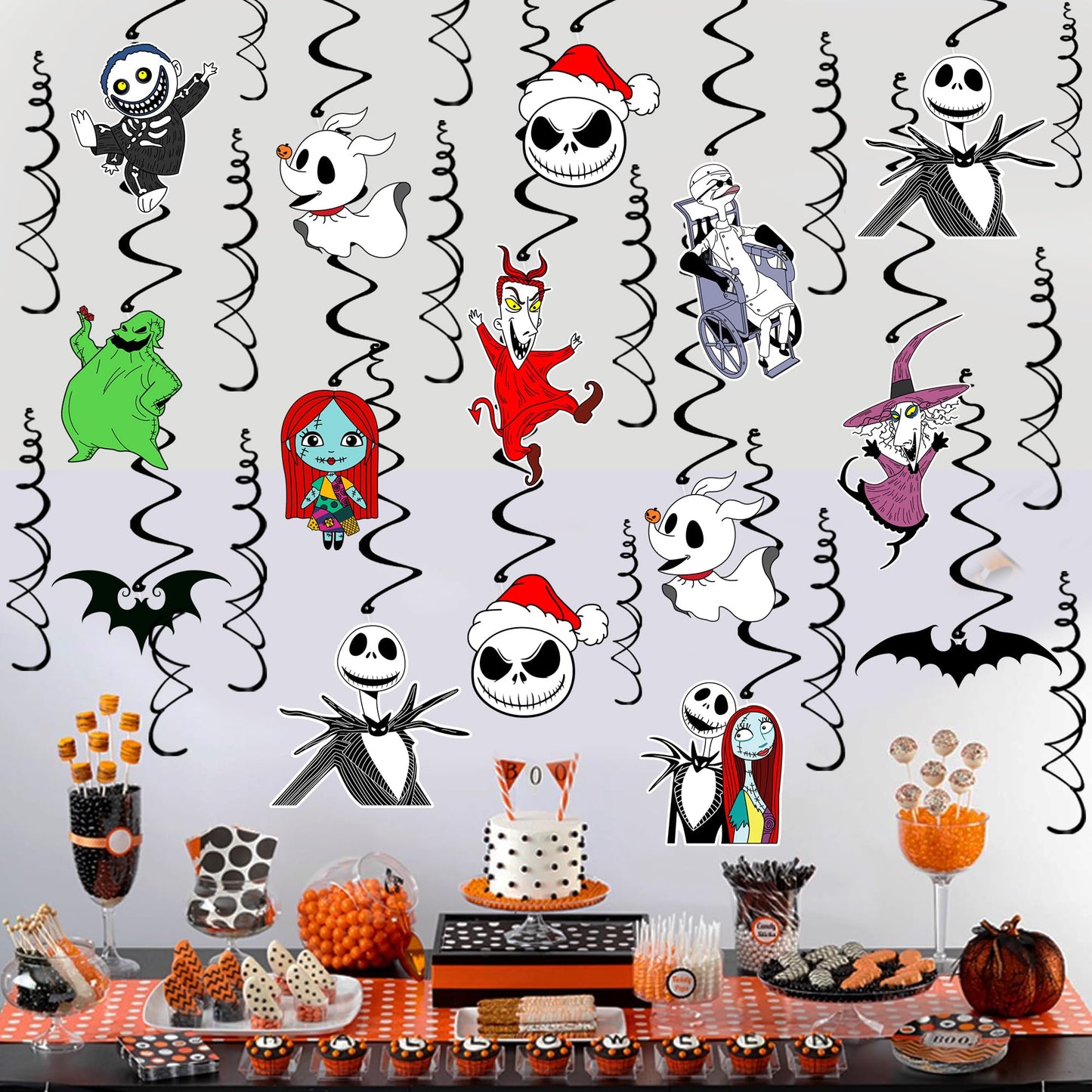 36PCS Halloween Christmas Hanging Swirls Decorations - NO DIY - Halloween Christmas Hanging Streamers for Classroom Ceiling Office Indoor Outdoor Halloween Birthday Party Decorations Supplies