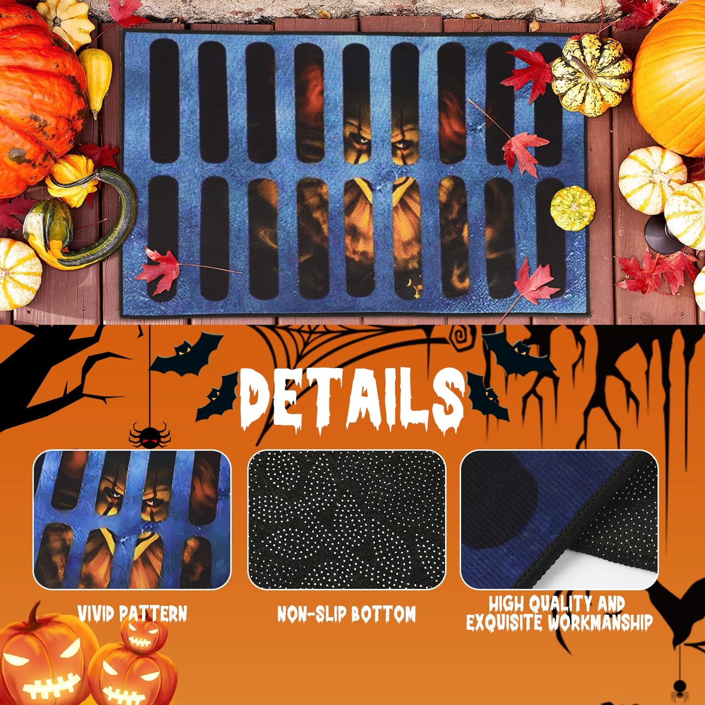 3D Illusion Clown Door Mat, Horror Movie Sewer Doormat, Indoor/Outdoor Welcome Rug (B)